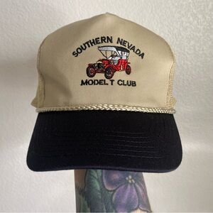 Vintage Southern Nevada Model T Club trucker hat, khaki/black bill